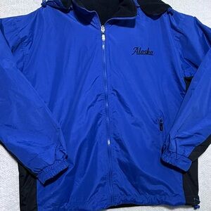 Santco Reversible Hooded Men’s Black Blue Jacket M Fleece Coat Alaska Full Zip